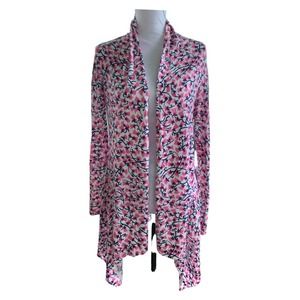 Lilly Pulitzer Tulips Open Front Cardigan Asymmetric Hem Size M